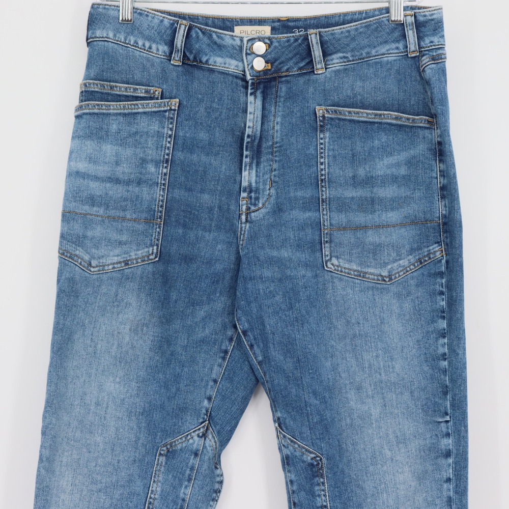 Pilcro Anthropologie Wanderer Mid-Rise Relaxed Jeans Blue Medium Wash Size 32 - Picture 7 of 10